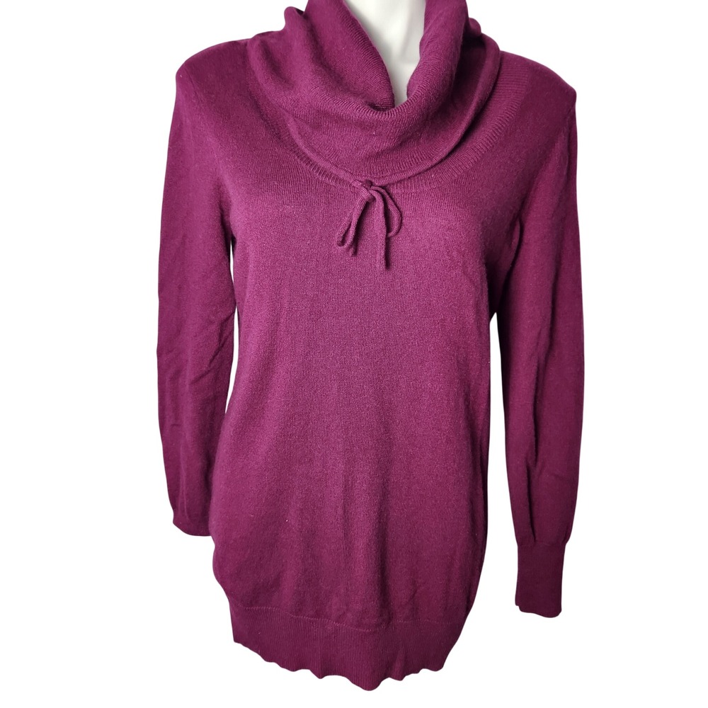 Beatrix Ost purple/plum cowl neck super fine‎ merino wool sweater size Medium